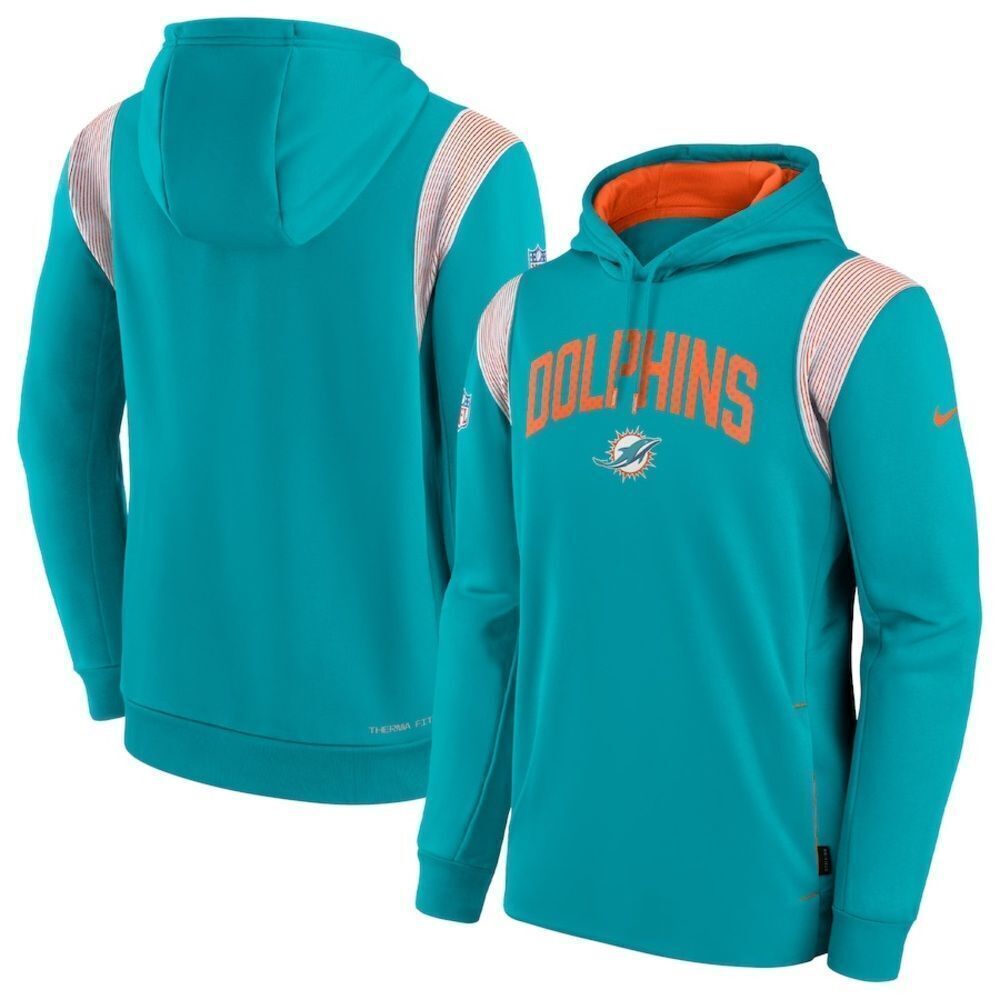 Nike Mens Aqua Miami Dolphins Sideline Athletic Performance Pullover Hoodie XXL